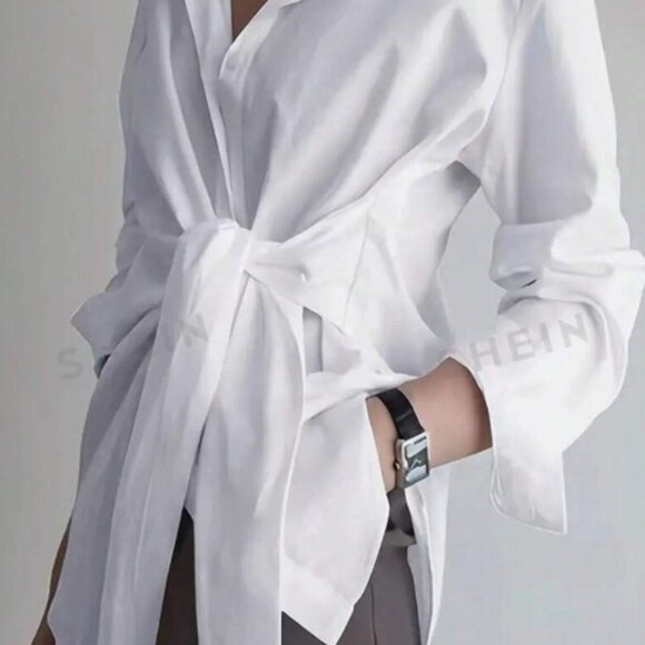 SHEIN Tops - Long Sleeve Shirt With Front Knot | S